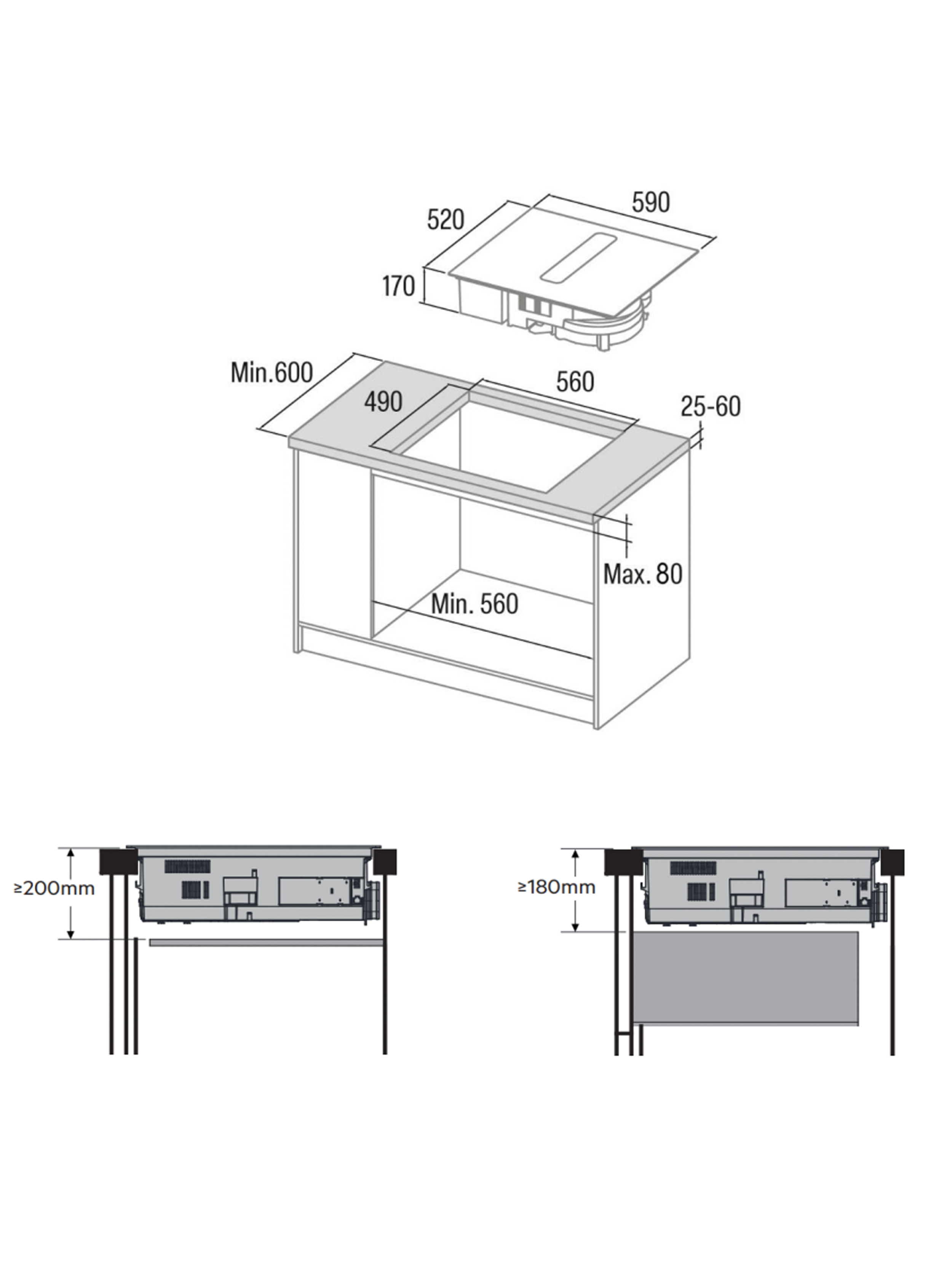 MyAppliances 60cm 4 Zone Flex Vented Induction Hob ART52901